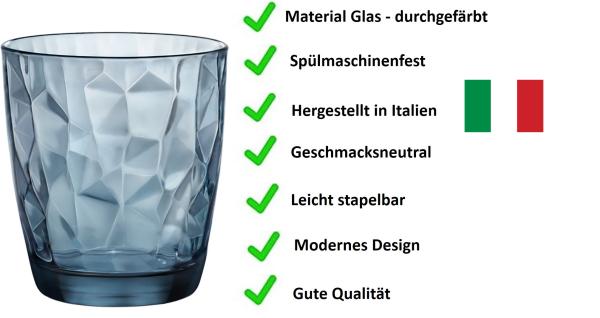Wassergläser 30,5cl Diamond Ocean Blue - 6 Stück